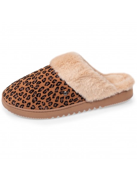 Mules femme Isotoner léopard fourrées