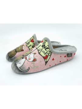 Calzamur 06700382367-4037 – Mules femme roses motif chats