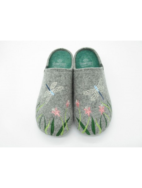 Calzamur 66800489482-0011 – Mules femme grises brodées